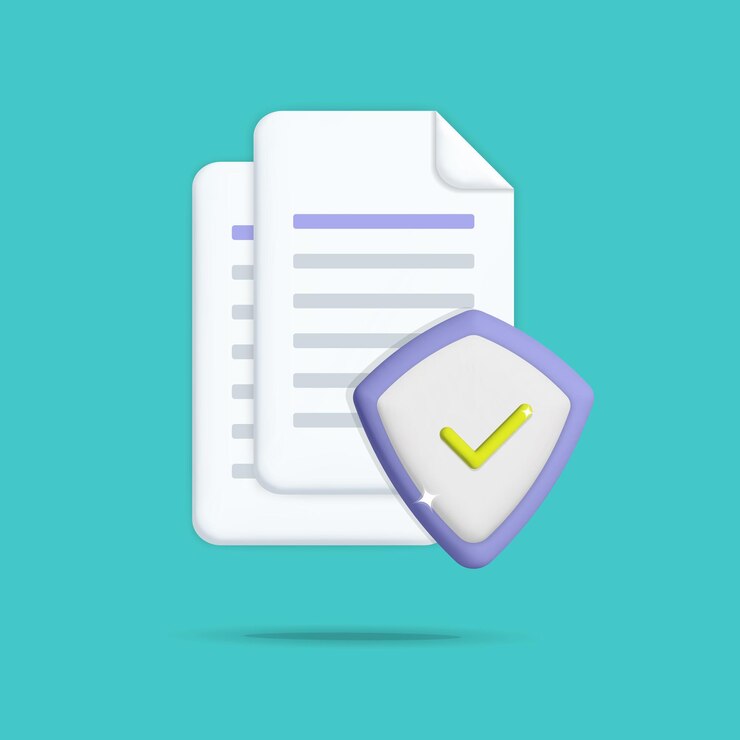 3D-Vektor sicher geschützter Dokumentenstapel von Papierblättern Icon-Design