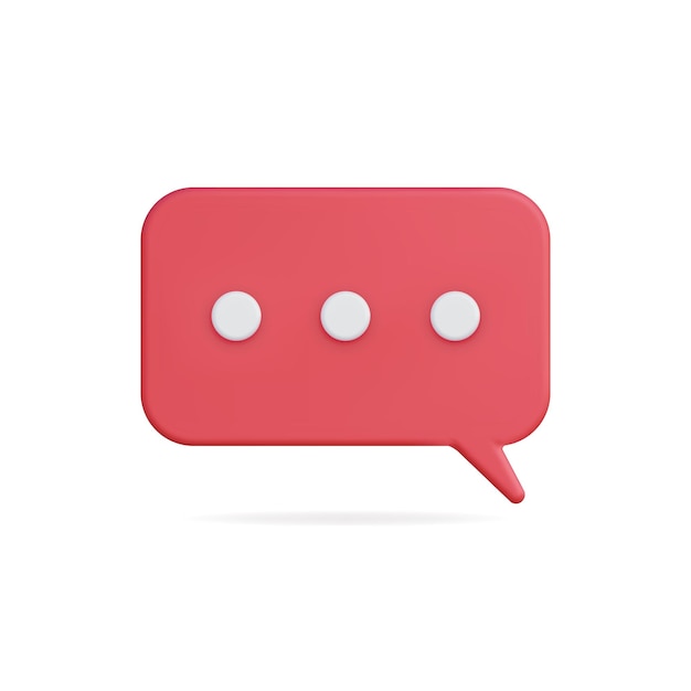 3D-Vektor-Symbol einer Sprachblase in leuchtend roter Farbe für Messaging-Anwendungen