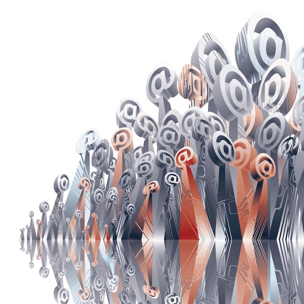 3D-Vektorabstrakter Hintergrund mit E-Mail-Symbolen