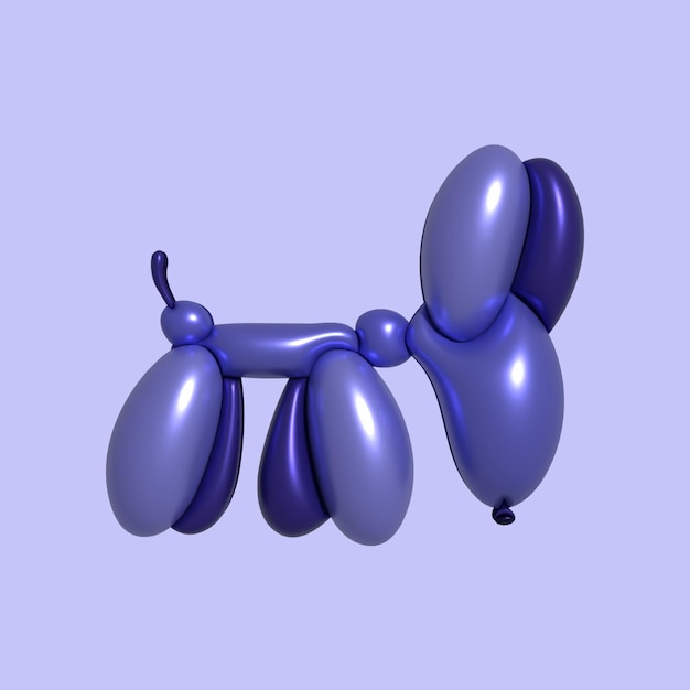 Vektor 3d-vektorillustration von ballonhunden und schnüffelnder hund