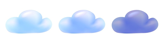 3d-vektorwolken. cartoon minimalistische illustration. wolkenobjekt lokalisiert auf weißem hintergrund.