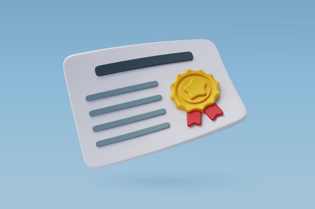 3D-Vektorzertifikat mit Stempel und Schleife Achievement Gward Grant Back to School-Konzept