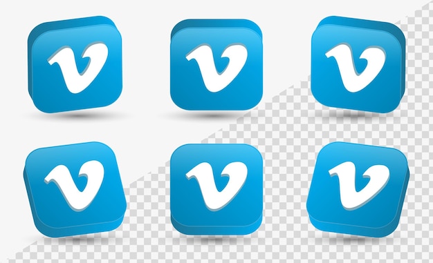Vektor 3d vimeo logo im modernen quadrat für 3d social media icons logos oder netzwerkplattform icon frame