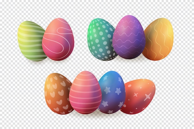 3d Volumenreiche Ostereier Zusammensetzungselemente realistische und mehrfarbige Vektorillustration