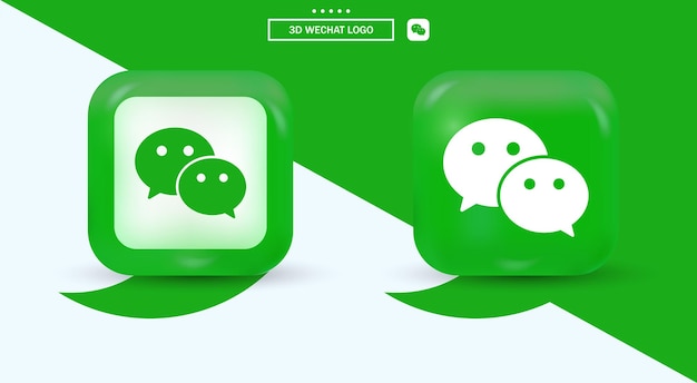 3d-wechat-logo im modernen stil für social-media-symbole - orangefarbenes quadrat