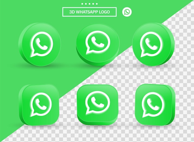 3d whatsapp logo im modernen stil kreis und quadrat für social media icons logos