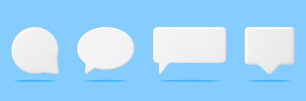 3D White Blank Speech Bubbles Set isoliert