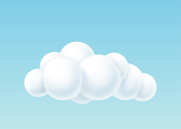 3d-wolke mit runder weißer blasenform. flauschig weicher cloudscape-himmel isoliert auf weißem hintergrund. realistischer dekorativer himmel. vektor-illustration