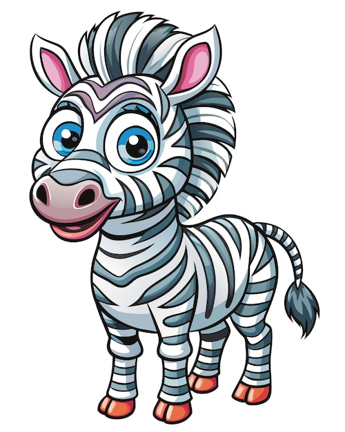 3d-zebra-cartoon-vektor mit weißem hintergrund