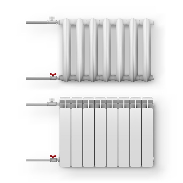 Vektor 3d-zentralheizungsbatterie aus eisen und aluminium