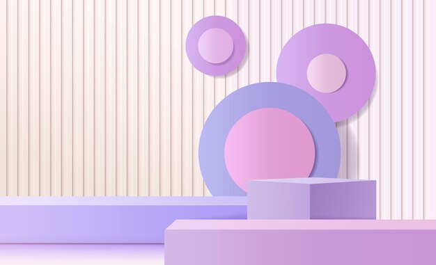 3D-Zylindersockel Podium mit Kreisszenenhintergrund Abstrakte minimale Szene für Mockup-Produkte Bühne für Vitrinen-Werbeanzeige Vektorgeometrische Formen