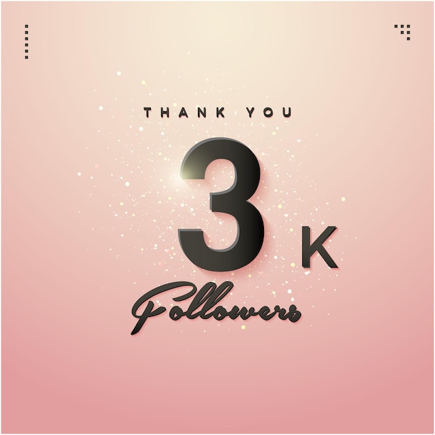3K-Follower-Design-Vektor mit hübschem rosa Farbkonzept-Vektor-Premium-Hintergrund