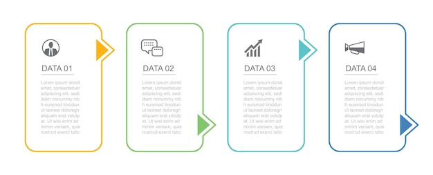 4 Daten skizzieren Infografiken Registerkarte Indexvorlage Abstrakter Hintergrund der Vektorillustration