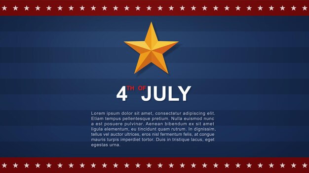 4. Juli Hintergrund für USA (Vereinigte Staaten von Amerika) Independence Day mit blauem Hintergrund und amerikanischer Flagge. Vektor-Illustration.