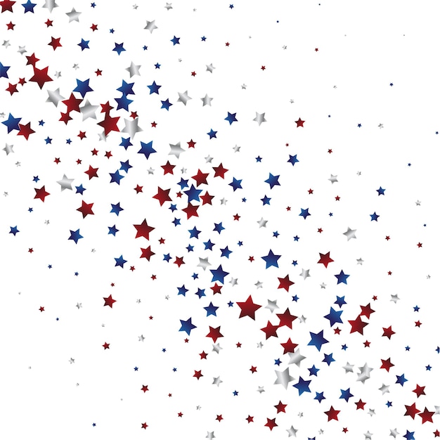 4. Juli Hintergrund mit Sternenstaubrahmen. Grenze der roten und blauen Sterne für Grafikdesign des amerikanischen Unabhängigkeitstages. Folge