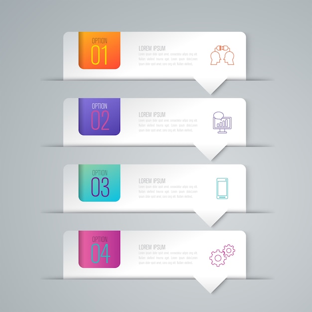 4 Schritte Business Infografik Elemente für die Präsentation