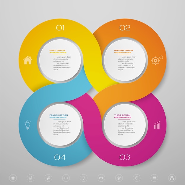 4 Schritte Infografiken Diagramm Design-Element. Zur Datenpräsentation.