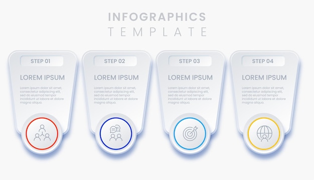 4 schritte moderne geschäftsinfografikschablonenillustration