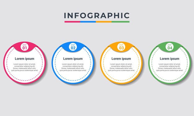 4-Schritte-Option Business-Infografik kreisförmige Prozessinformationsdiagramm-Layout-Designvorlage