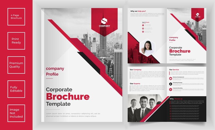 Vektor 4-seitiges corporate bifold-broschüren-vorlagendesign