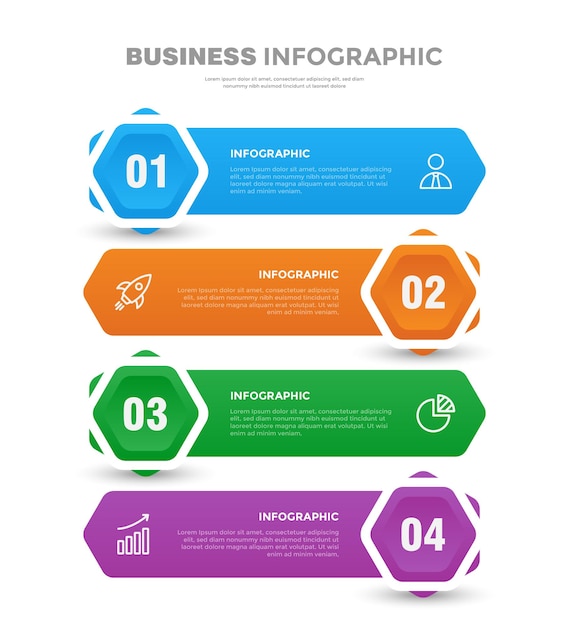 4-stufige flache business-infografik-vorlage step