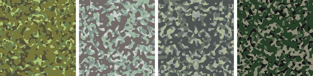 4 Tarnung Hintergrund Set Pattern Design Vector Illustration Armee-Kulisse