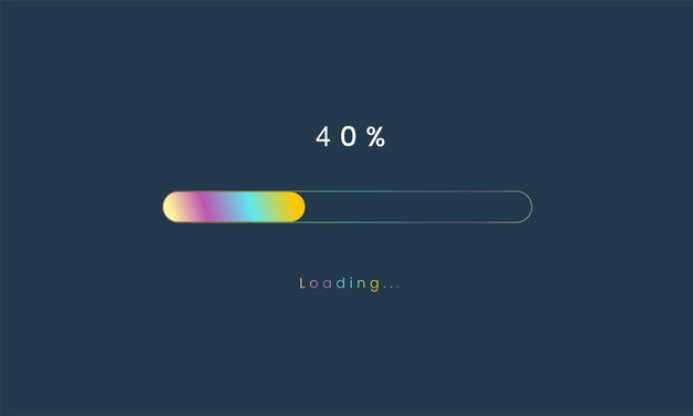 Vektor 40 prozent rainbow loading bar upload benutzeroberfläche bunt futuristisches ladesymbol