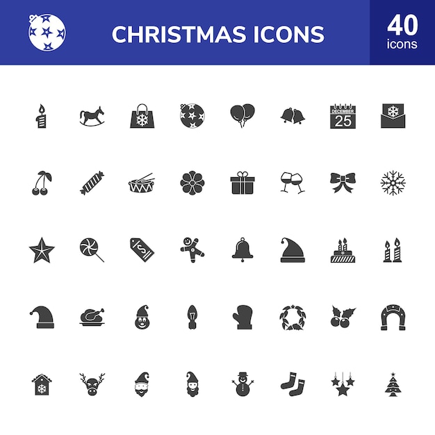 40 weihnachtsglyphen icons set