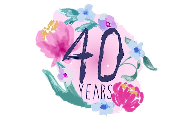 40 years anniversary floral illustration