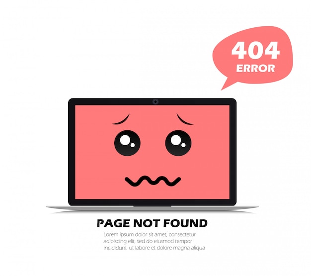 Vektor 404 fehler im laptop. seite nicht gefunden. illustration im flachen stil.