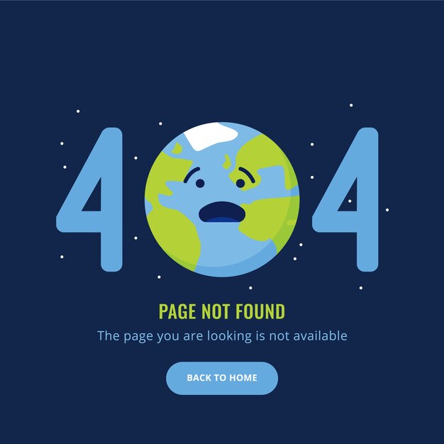404 Fehler Seite nicht gefunden Illustration mit trauriger Erde
