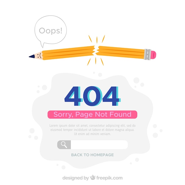 404 fehlerentwurf mit bleistift