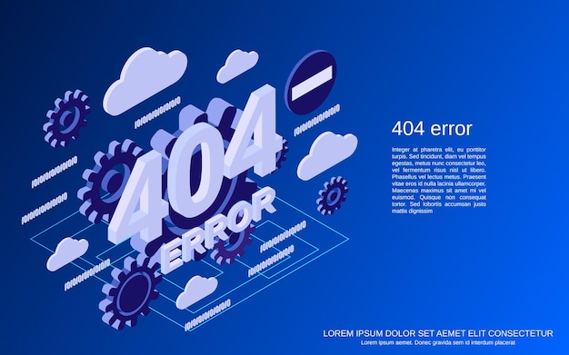 Vektor 404 fehlerseite flache isometrische vektorkonzeptillustration