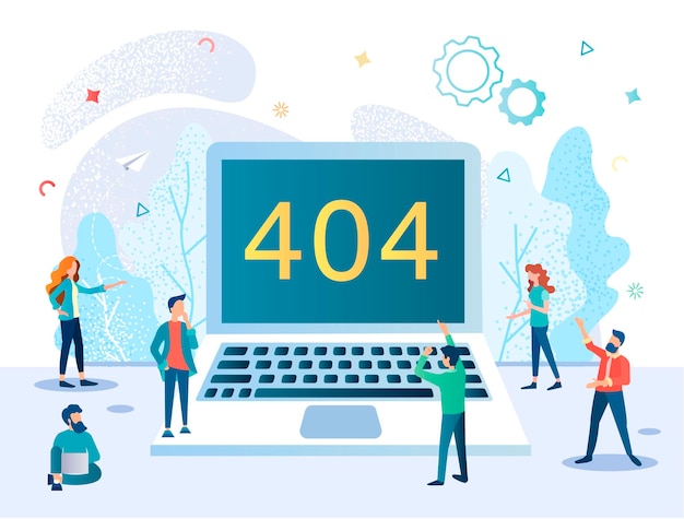 404 Kommunikationsfehler Unterbrechung des Internets technische Probleme der Website ein Team von Ingenieuren