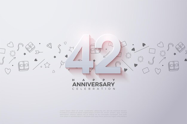 42. Jahrestag mit sanft schattierten 3D-Zahlen