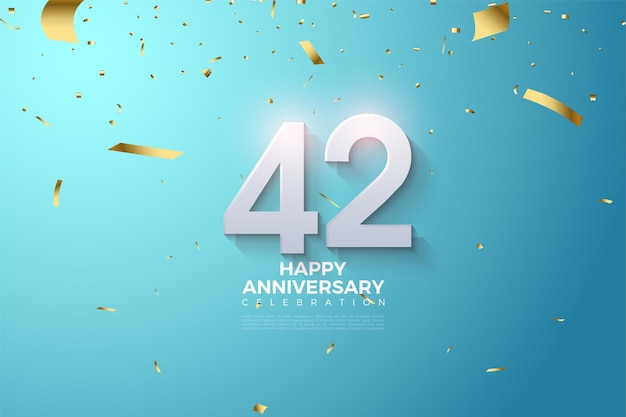 42. Jahrestag mit sanft schattierten 3D-Zahlen
