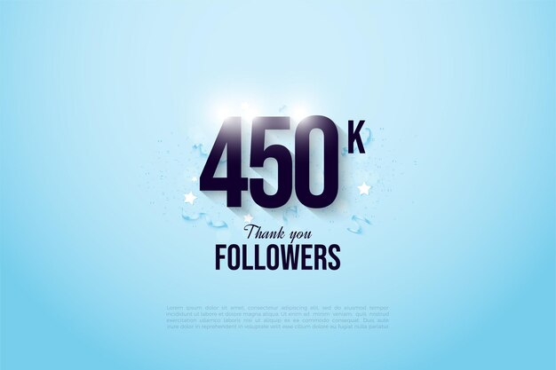 450.000 Follower auf hellblauem Hintergrund