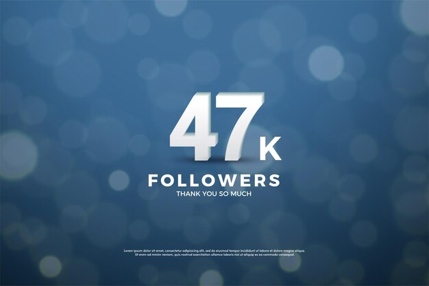 47.000 Follower-Banner mit einer stehenden weißen Zahlenillustration
