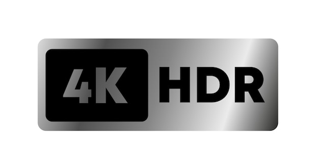 4k hdr-taste flachsilber 4k hdr-taste bildqualität taste vektor-icon