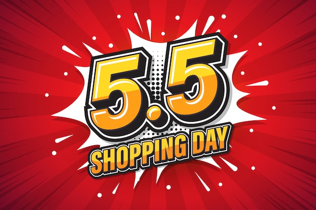 5.5 shopping day font ausdruck pop art comic sprechblase.