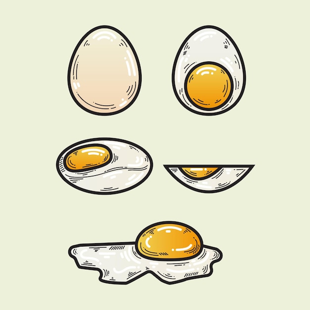 5 Eier im Cartoon-Stil