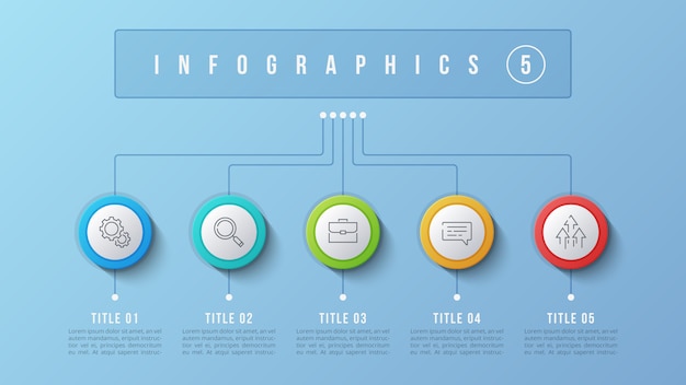 5 optionen infografik design, strukturdiagramm, presentati