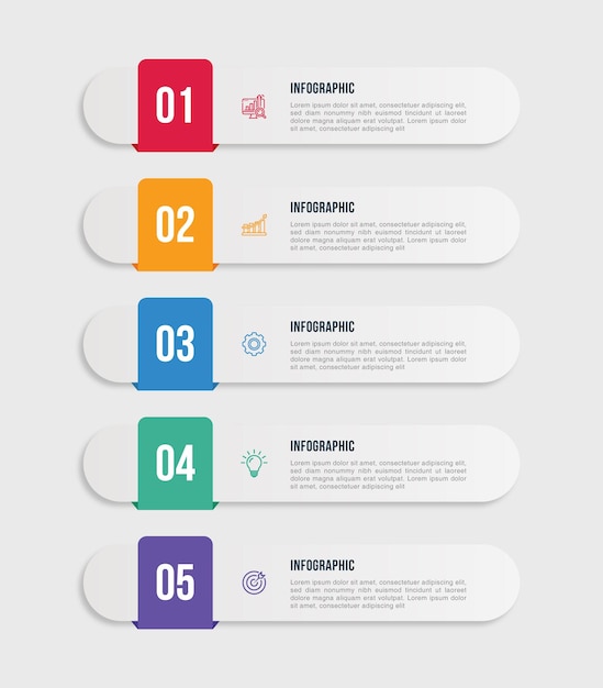 5 Optionen oder Schritte Daten Infografik Vorlage Design kann für Prozessdiagramm Präsentationen verwendet werden