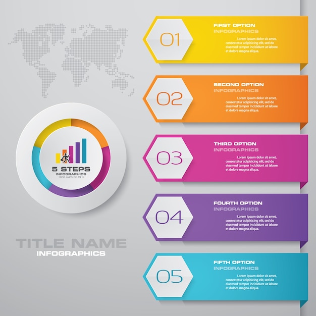 5 schritte einfach & editierbare prozessdiagramm infografiken element.