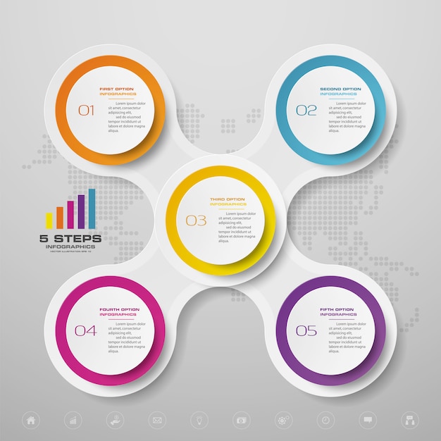 5 Schritte Infografiken Diagramm Design-Element. Zur Datenpräsentation.
