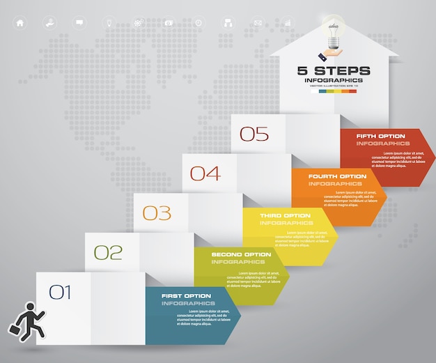 5 schritte infographics element pfeil vorlage diagramm.