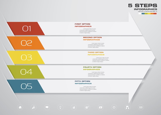 5 schritte infographics element pfeil vorlage diagramm.