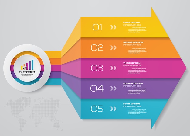 5 schritte infographics element pfeil vorlage diagramm