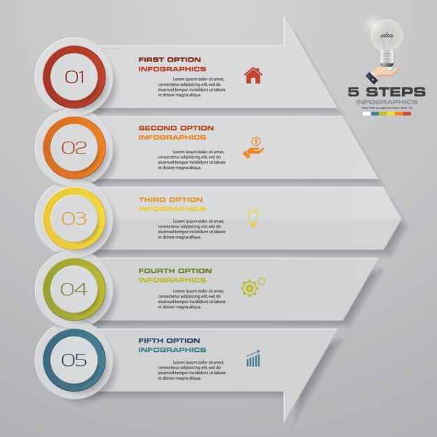 5 schritte infographics-elementdiagramm für darstellung.