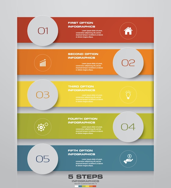 5 schritte infographics-elementschablonendiagramm.